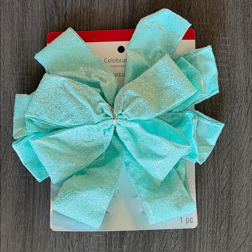 Celebrate It Glitter Aqua Bow